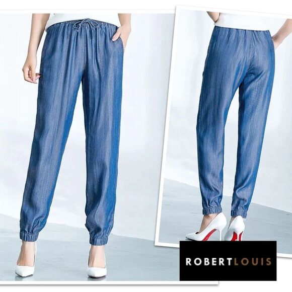 Robert Louis Denim Color Jogger Pants, Size Small - Picture 1 of 16